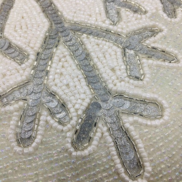 34th&Pine Christmas Silver Snowflake Beaded Sequins Accent Pillow Holiday 15" - Picture 8 of 10